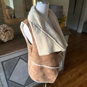 NWT Tan and Cream Shearling Vest